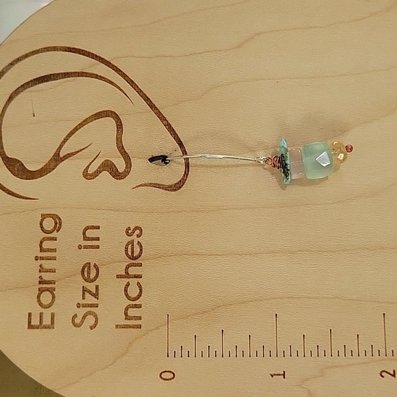 Aqua Chalcedony Citrine Turquoise Drop Earrings - Picture 3 of 6